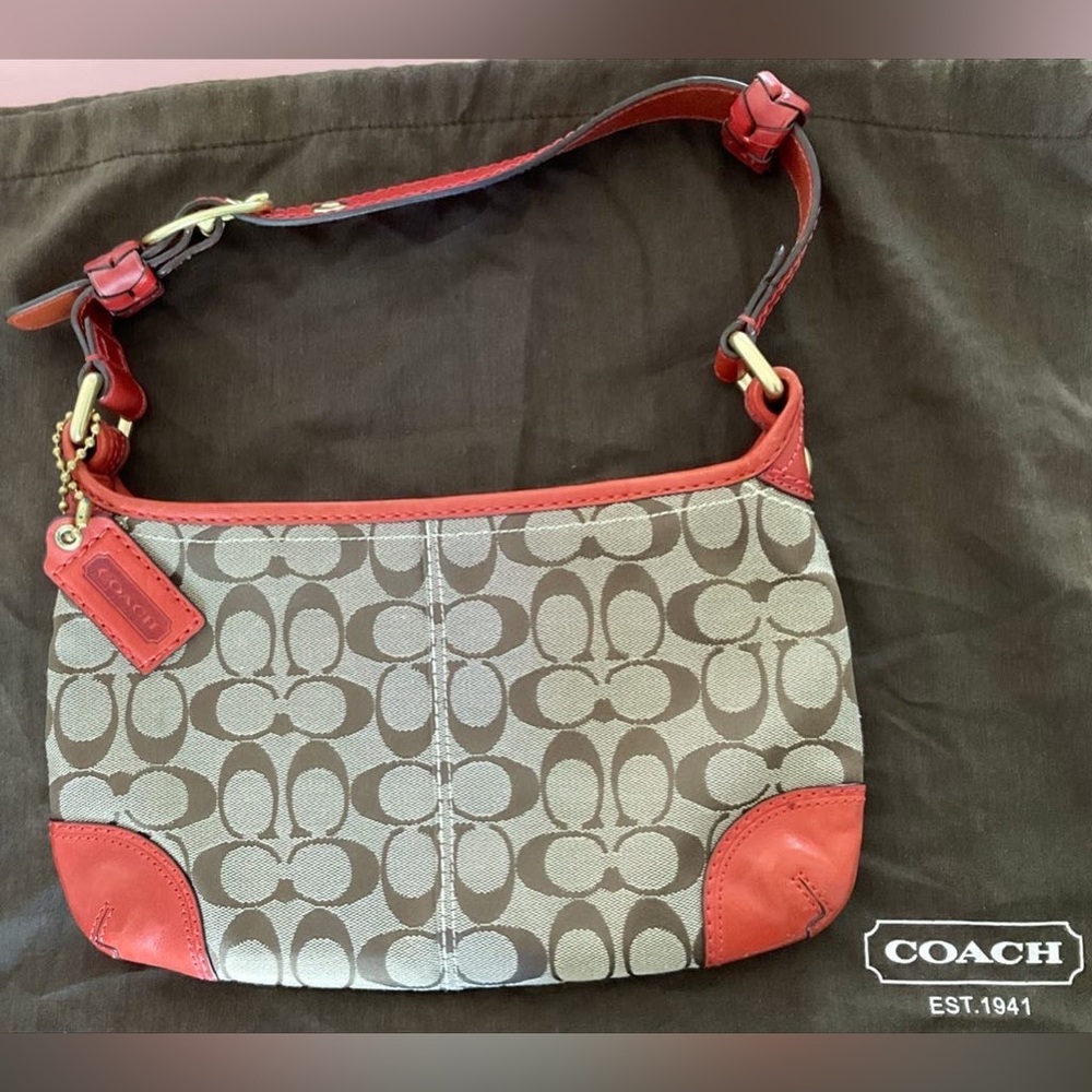 Original Coach purse beautiful red & brown classic collection New